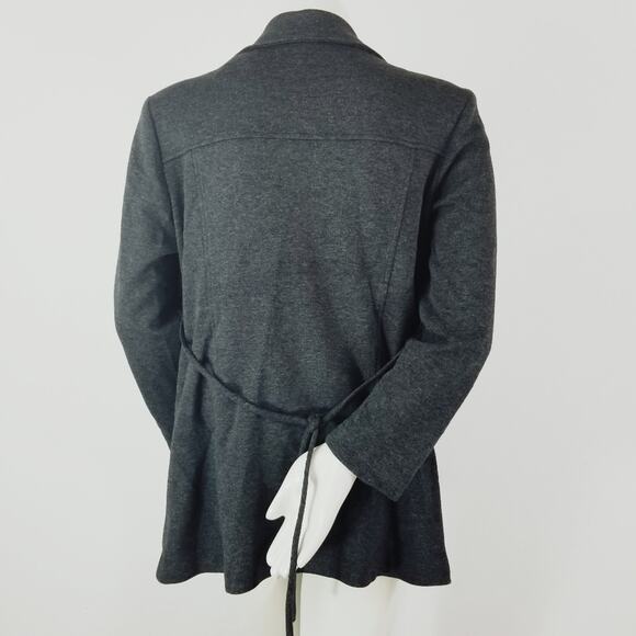 Maternity Shacket M Grey Banded Removable Collar Vtg Lightweight Flannel 90 - Picture 8 of 13